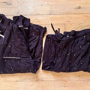 Soma Black Cool Nights Black Gold Pajama Set PJ Loungewear Sleepwear Self Care